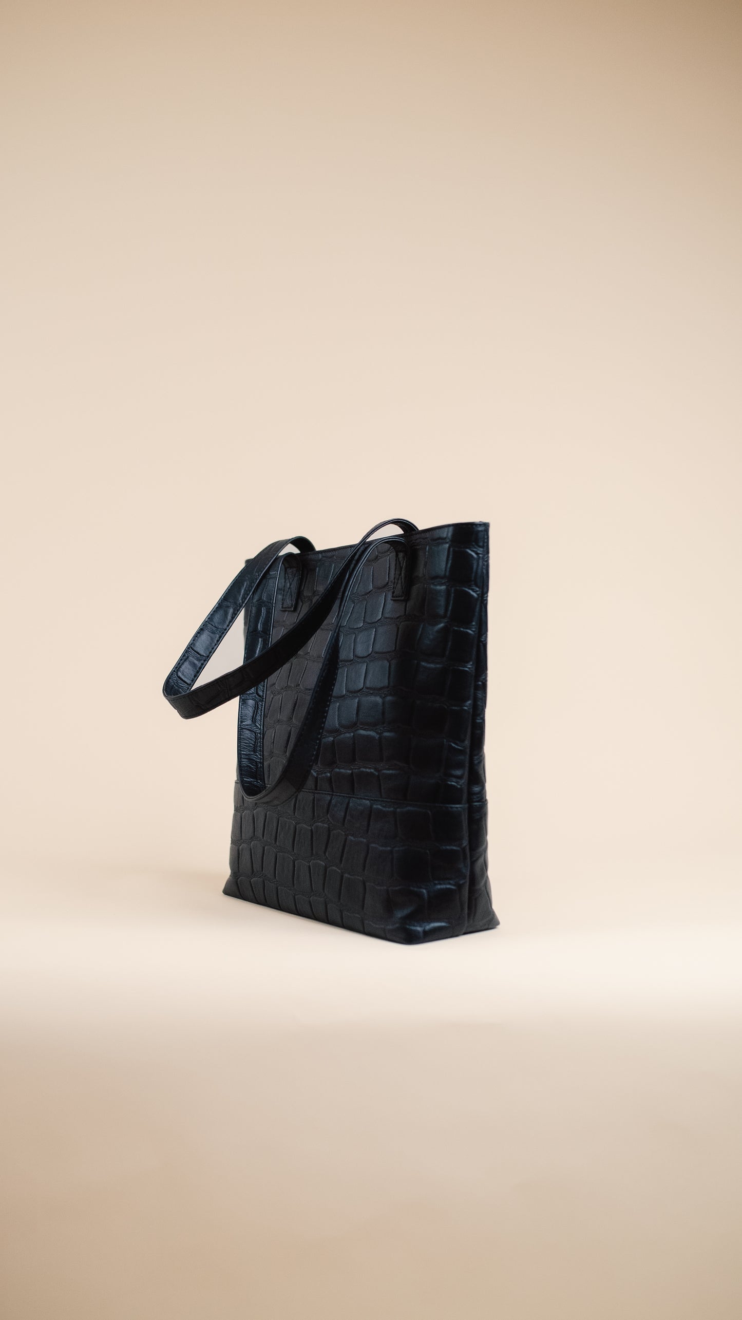 The Ellis in Black Croc-Embossed Leather