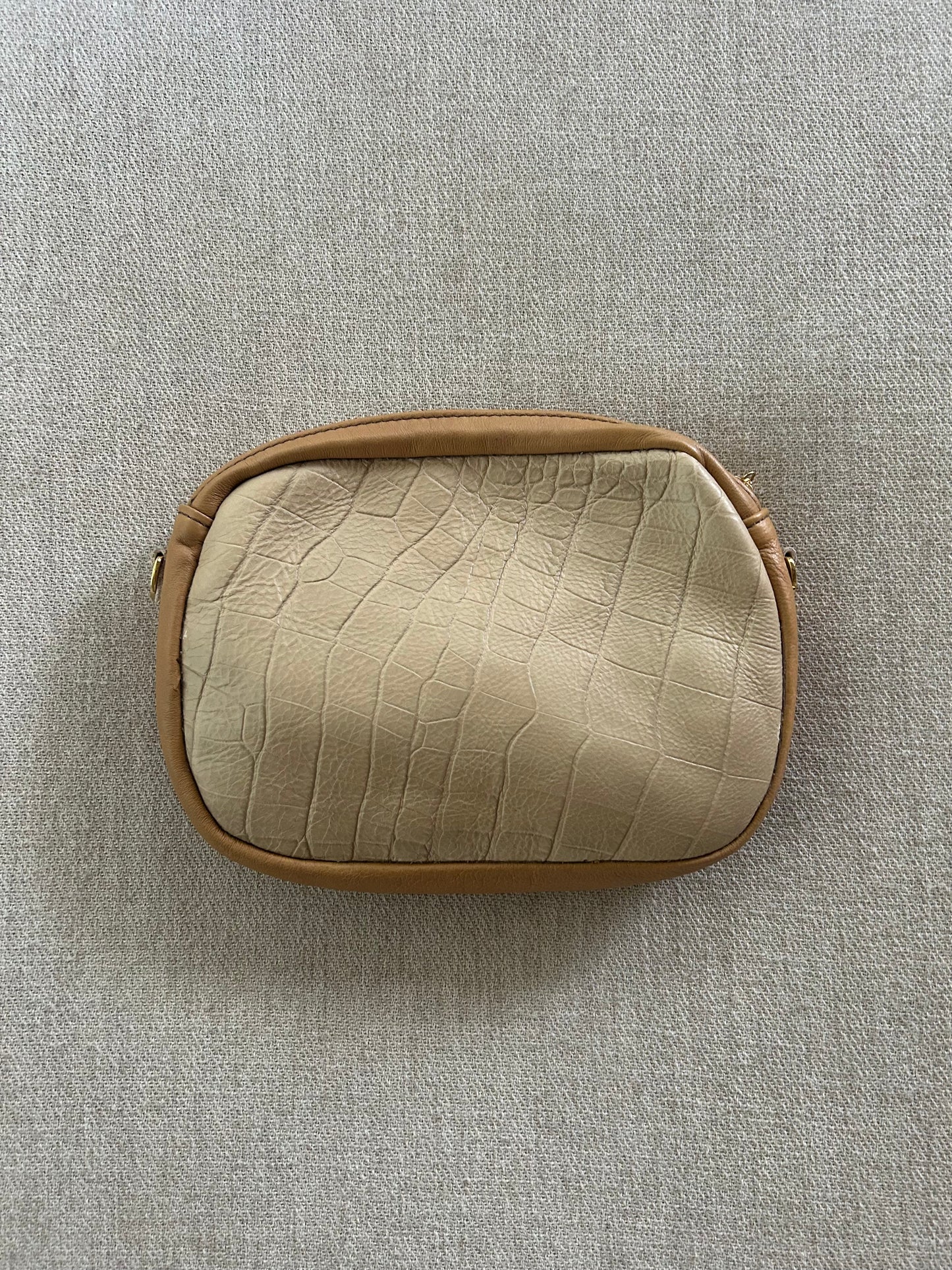 Tan Embossed Camera Bag