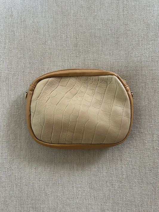 Tan Embossed Camera Bag
