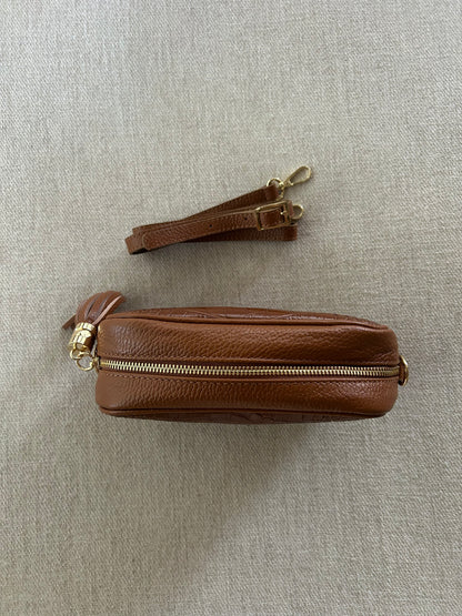 Camel Embossed Camera Bag