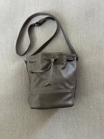 Gray Leather Bucket Bag
