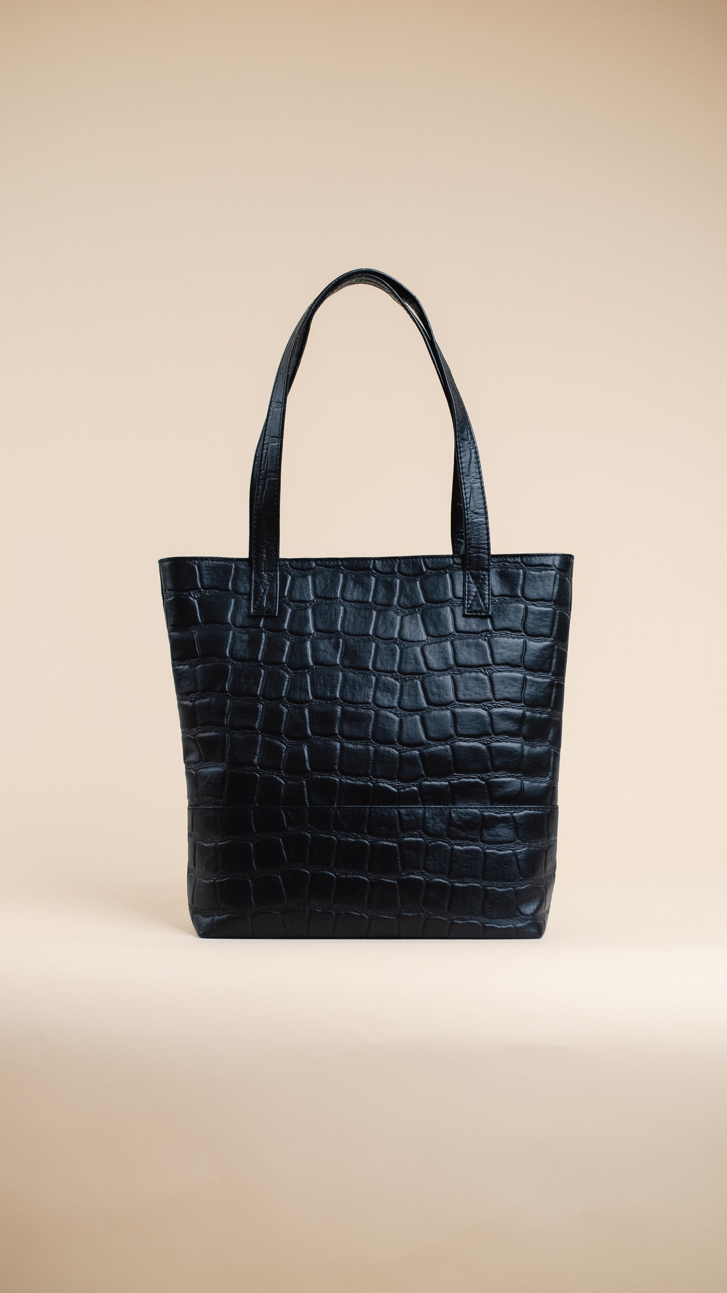 The Ellis in Black Croc-Embossed Leather